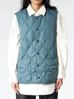 TAION - Military Crew Neck Down Vest in Dark Green