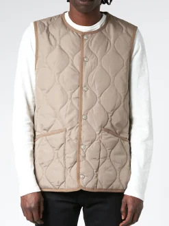 TAION - Military Crew Neck Down Vest in Light Mocha