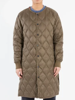 TAION - Military Crew Neck Long Down Jacket in Dark Olive