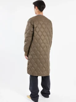 TAION - Military Crew Neck Long Down Jacket in Dark Olive