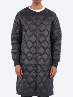 TAION - Military Crew Neck Long Down Jacket in Black