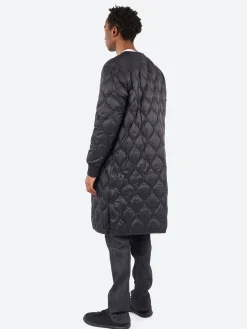 TAION - Military Crew Neck Long Down Jacket in Black