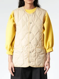 TAION - Military Crew Neck Down Vest in Cream