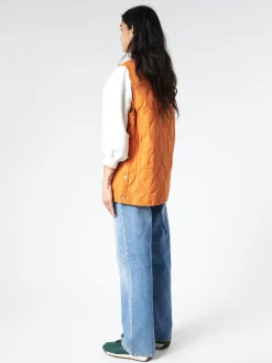 TAION - Military Crew Neck Down Vest in Dark Orange