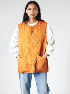 TAION - Military Crew Neck Down Vest in Dark Orange