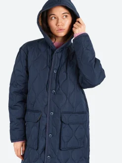 TAION - Military Hood Long Down Coat in Dark Navy