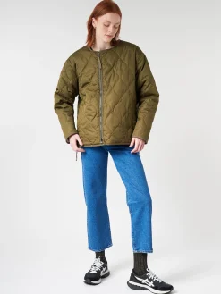 Taion - Military Reversible Crew Neck Down Jacket in Olive and Cream