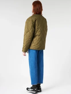 Taion - Military Reversible Crew Neck Down Jacket in Olive and Cream