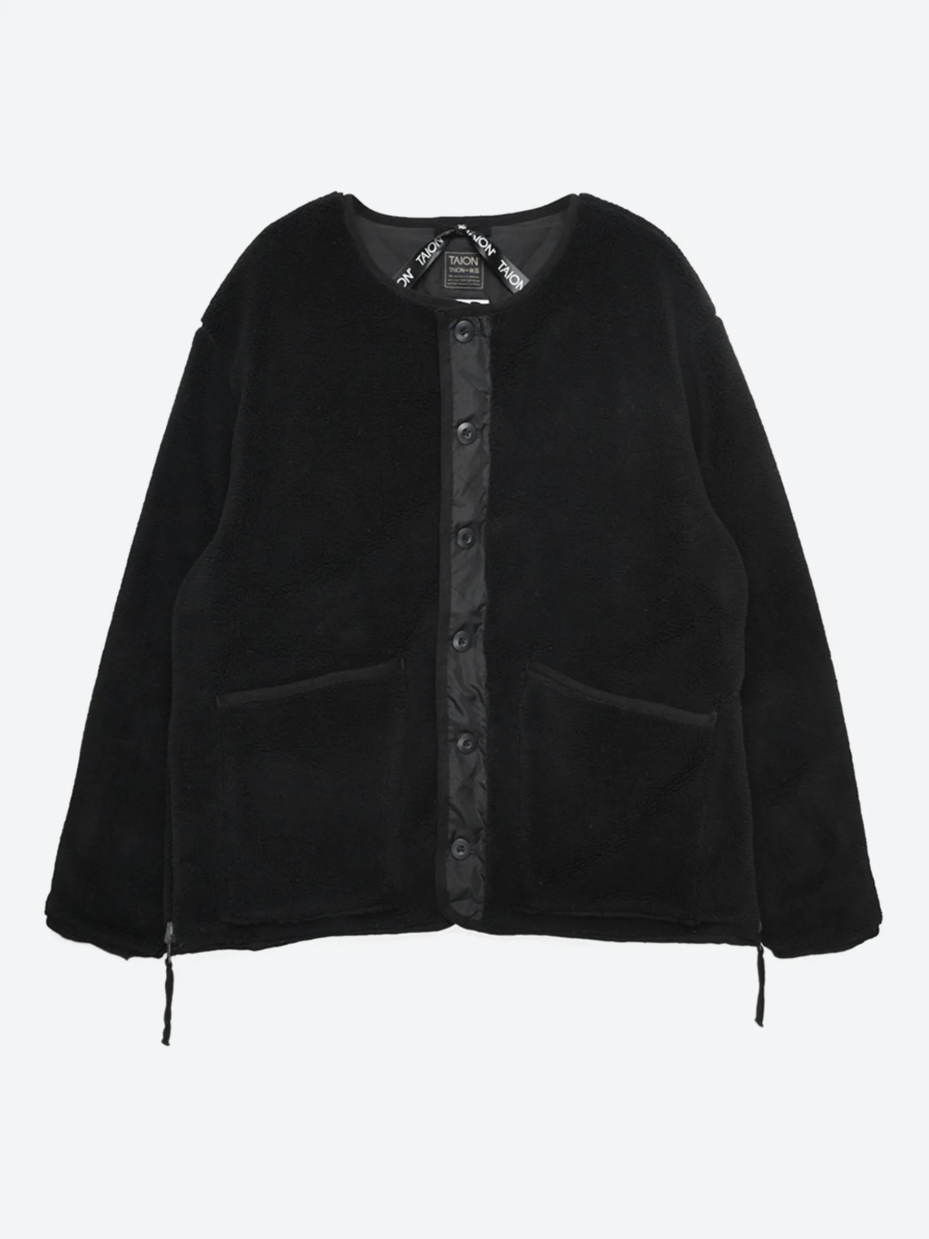 Taion - Military Reversible Crew Neck Down Jacket in Black and Black