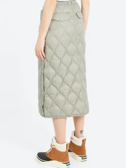 TAION - Military Snap Button Down Skirt in Dark Sage