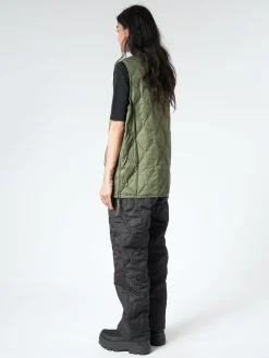 TAION - Military V-Neck Zip Down Vest in Olive