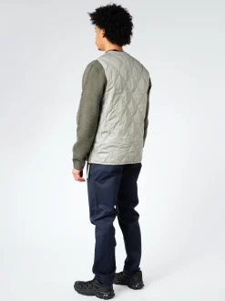 TAION - Military V-Neck Zip Down Vest in Dark Sage Green