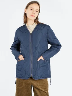Taion - Military Zip V-Neck Down Jacket in Dark Navy
