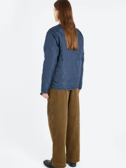 Taion - Military Zip V-Neck Down Jacket in Dark Navy