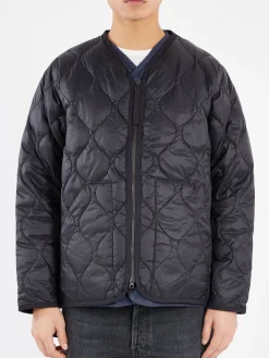 TAION - Military Zip V-Neck Down Jacket in Black