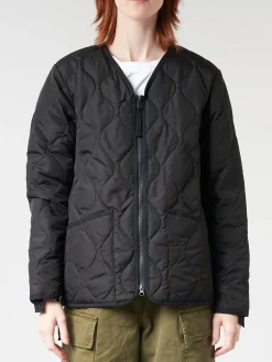Taion - Military Zip V-Neck Down Jacket in Black