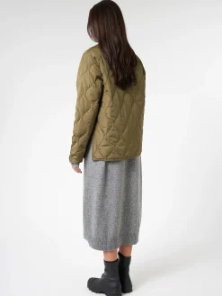 Taion - Military Zip V-Neck Down Jacket in Dark Olive