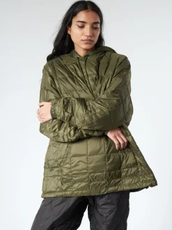 TAION - Oversized Down Hoodie in Dark Olive