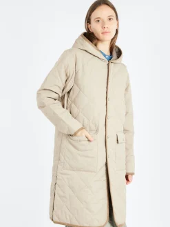 Taion - Piping Hood Long Down Coat in Beige