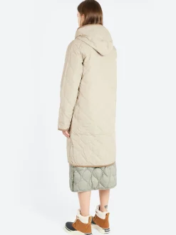 Taion - Piping Hood Long Down Coat in Beige