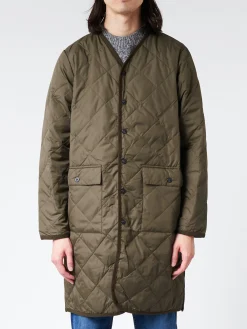 Taion - Piping V-Neck Long Cardigan in Dark Olive