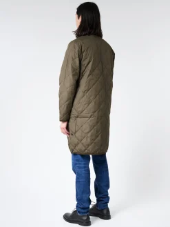 Taion - Piping V-Neck Long Cardigan in Dark Olive