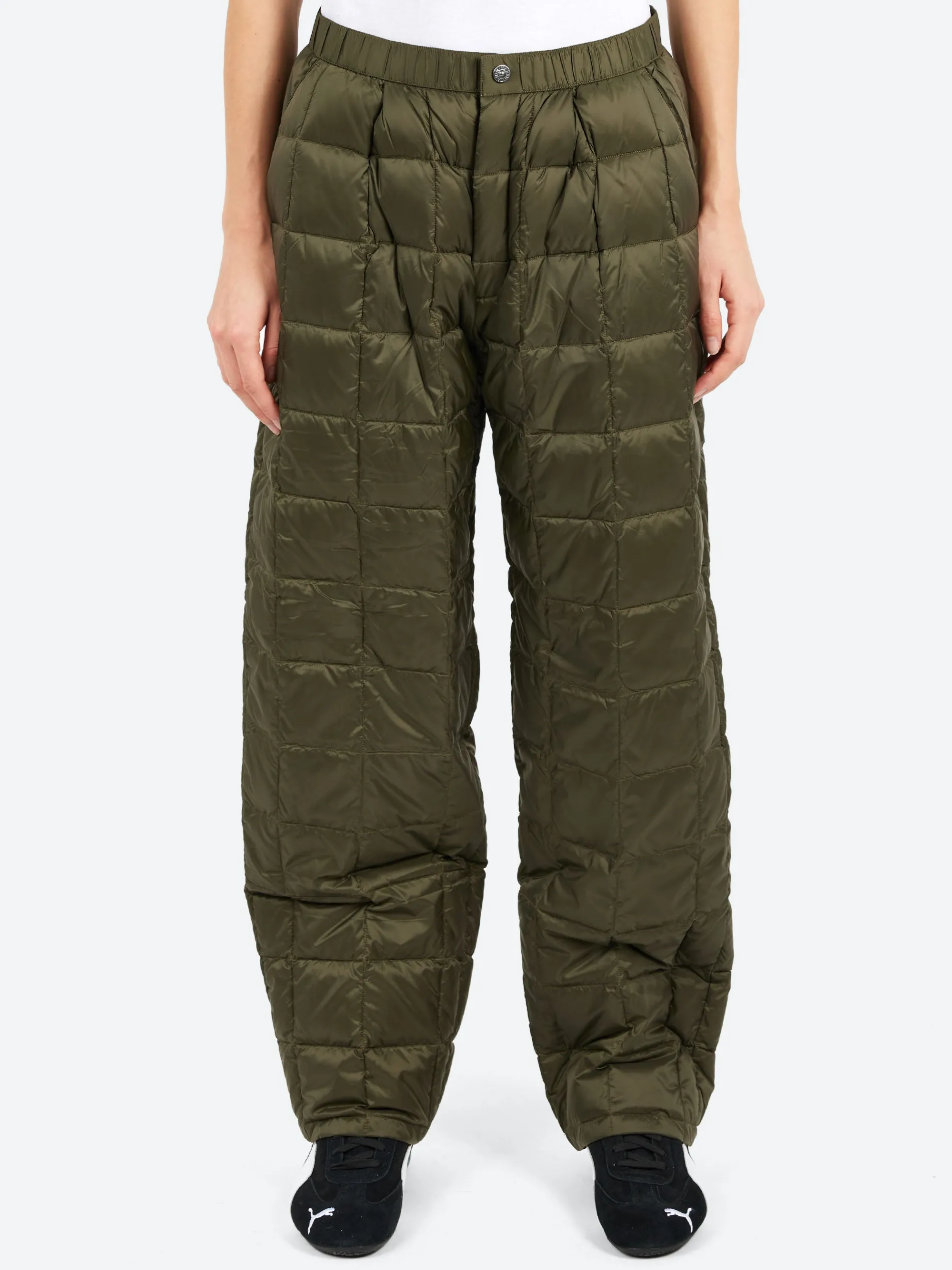 TAION - Semi Wide Down Pants in Dark Olive