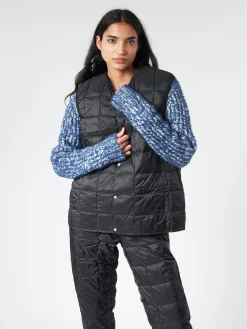 TAION - V-Neck Button Down Vest in Black