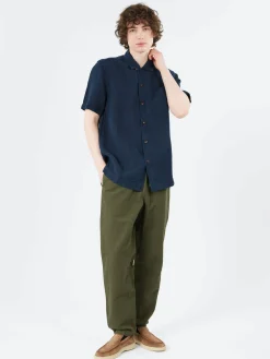 TOAST - Alfie Herringbone Trousers in Dark Moss