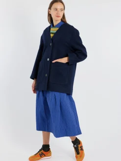 TOAST - Boiled Wool Short Coat in Navy