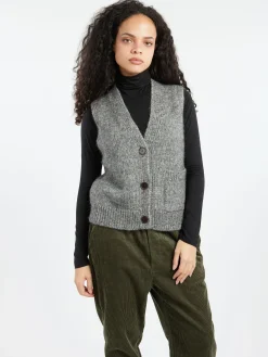 TOAST - Button Through Tank in Grey Melange