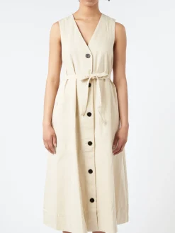 TOAST - Buttoned Canvas Dress in Wood Ash