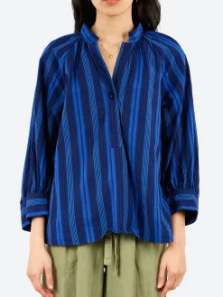 TOAST - Catrin Stripe Raglan Shirt in Royal Blue