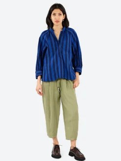 TOAST - Catrin Stripe Raglan Shirt in Royal Blue