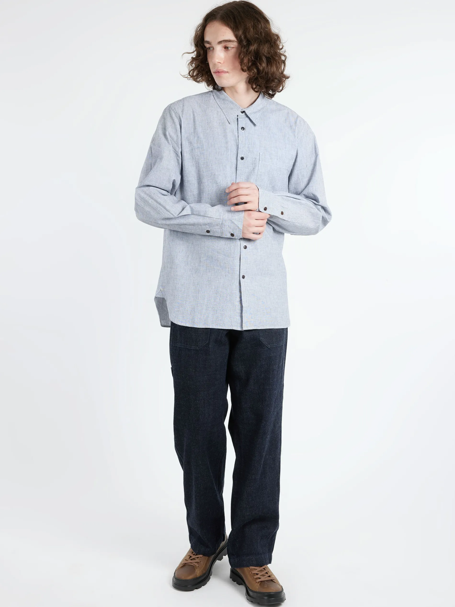 TOAST - Chambray Cotton Linen Shirt in Charcoal