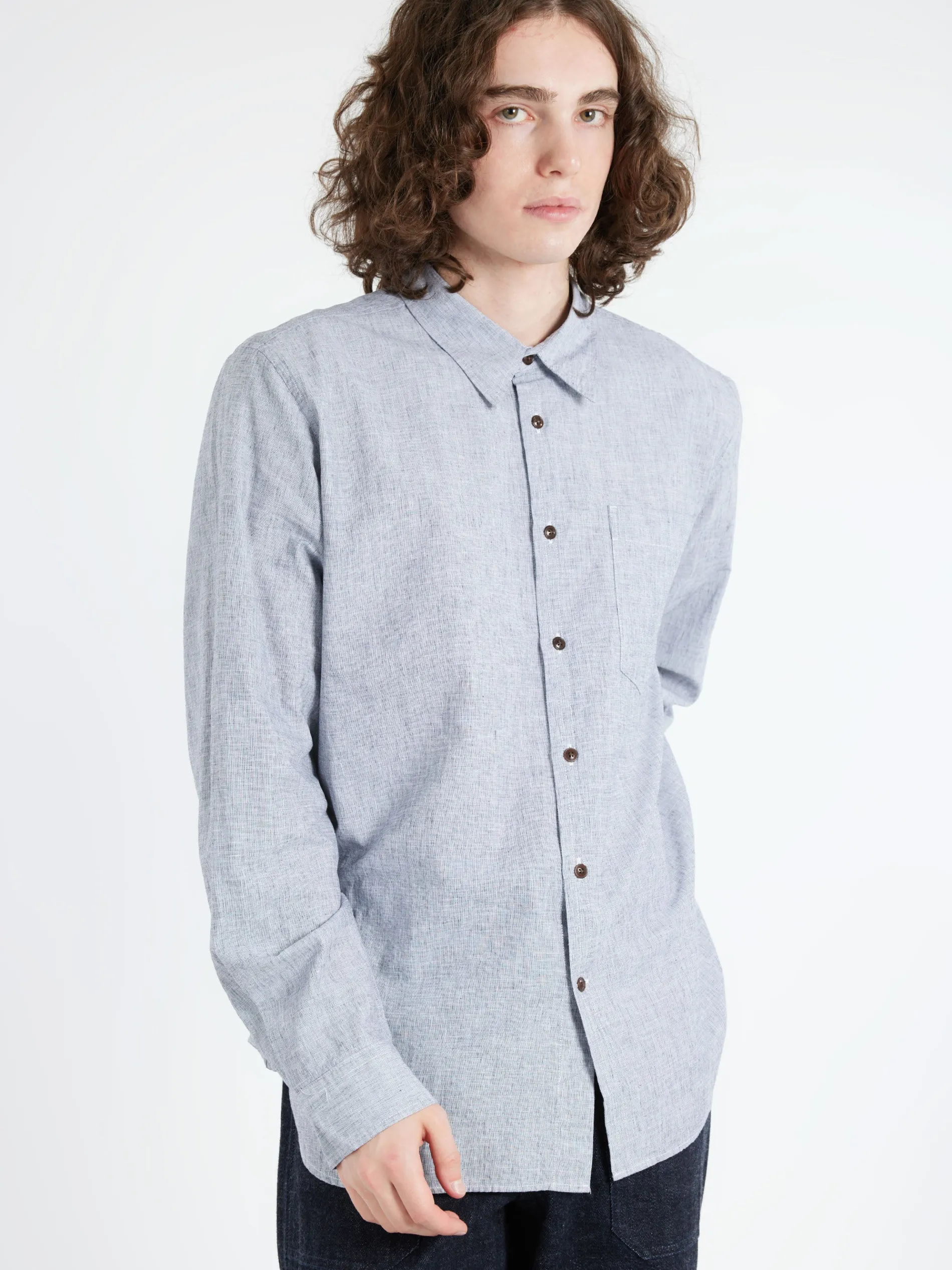 TOAST - Chambray Cotton Linen Shirt in Charcoal