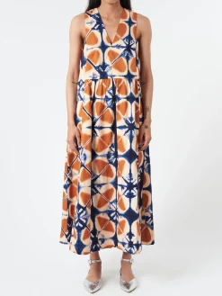 TOAST - Clamp Dyed Poplin Dress in Russet Orange