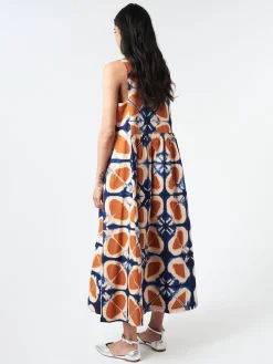 TOAST - Clamp Dyed Poplin Dress in Russet Orange