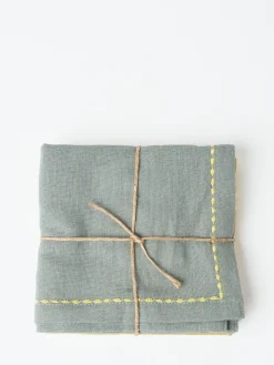 TOAST - Embroidered Napkin Set in Pollen and Breeze Blue