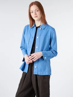 TOAST - Garment Dyed Denim Shirt in Woad