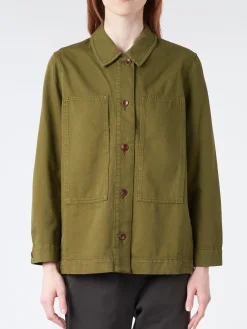 TOAST - Garment Dyed Denim Shirt in Artichoke