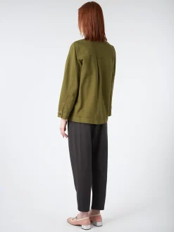 TOAST - Garment Dyed Denim Shirt in Artichoke