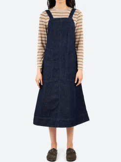 TOAST - Patch Pocket Denim Dungaree Dress in Indigo