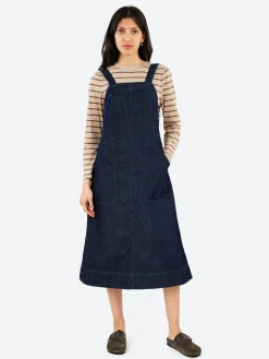 TOAST - Patch Pocket Denim Dungaree Dress in Indigo