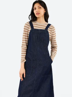 TOAST - Patch Pocket Denim Dungaree Dress in Indigo