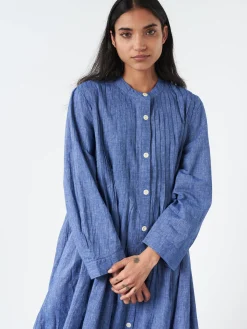 TOAST - Pintuck Chambray Dress in Chambray Blue