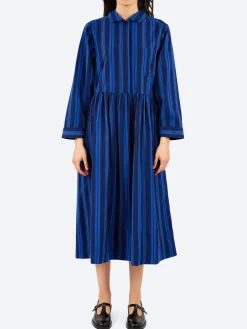 TOAST - Stripe Poplin Shirt Dress in Royal Blue