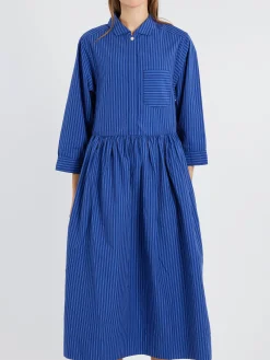 TOAST - Stripe Poplin Shirt Dress in Blue Tourmaline