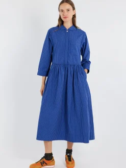 TOAST - Stripe Poplin Shirt Dress in Blue Tourmaline