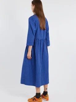 TOAST - Stripe Poplin Shirt Dress in Blue Tourmaline